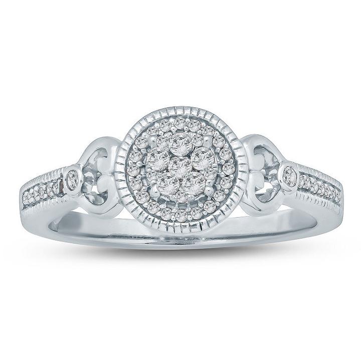 Promise My Love Womens 1/5 Ct. T.w. Genuine Diamond White Promise Ring