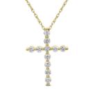 Womens 1 Ct. T.w. Genuine White Diamond 14k Gold Cross Pendant Necklace