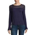 Derek Heart Not Applicable Long Sleeve Crew Neck Jersey Blouse-juniors