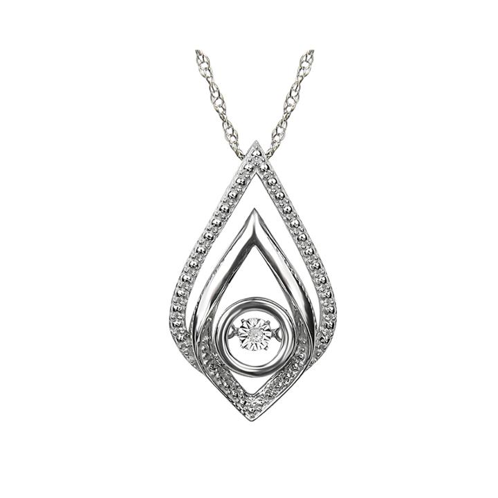 Love In Motion&trade; Diamond-accent Sterling Silver Teardrop Pendant Necklace