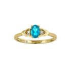Genuine Swiss Blue Topaz Diamond-accent 14k Yellow Gold Ring