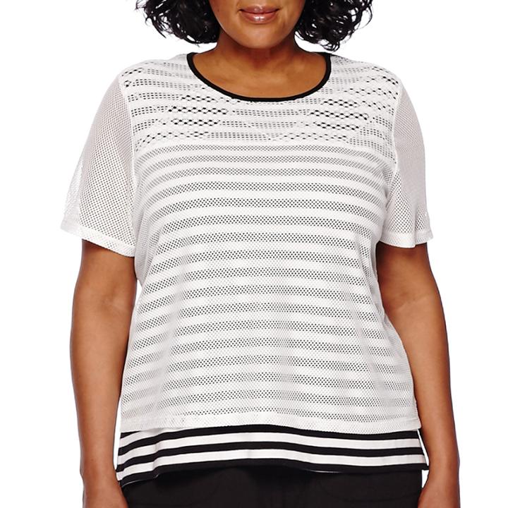 Alfred Dunner Short-sleeve Weekend Oasis Stripe Tee - Plus