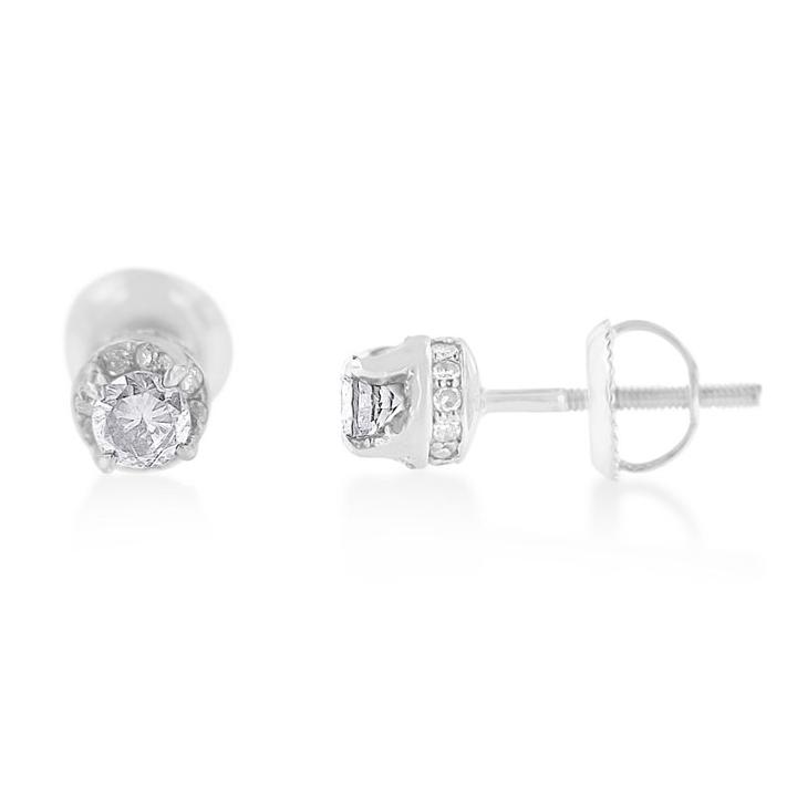 1/2 Ct. T.w. White Diamond 14k White Gold 5mm Round Stud Earrings
