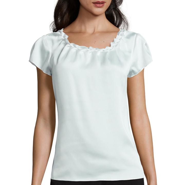 Worthington Short-sleeve Twisted Neck Blouse