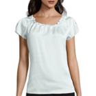 Worthington Short-sleeve Twisted Neck Blouse