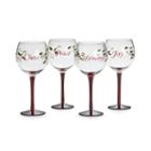 Pfaltzgraff Winterberry Set Of 4 Sentiments Wine Glasses