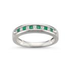 Womens 1/4 Ct. T.w. Genuine White Diamond & Genuine Emerald 14k Gold Wedding Band