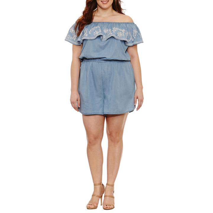 Boutique + Off The Shoulder Romper-plus