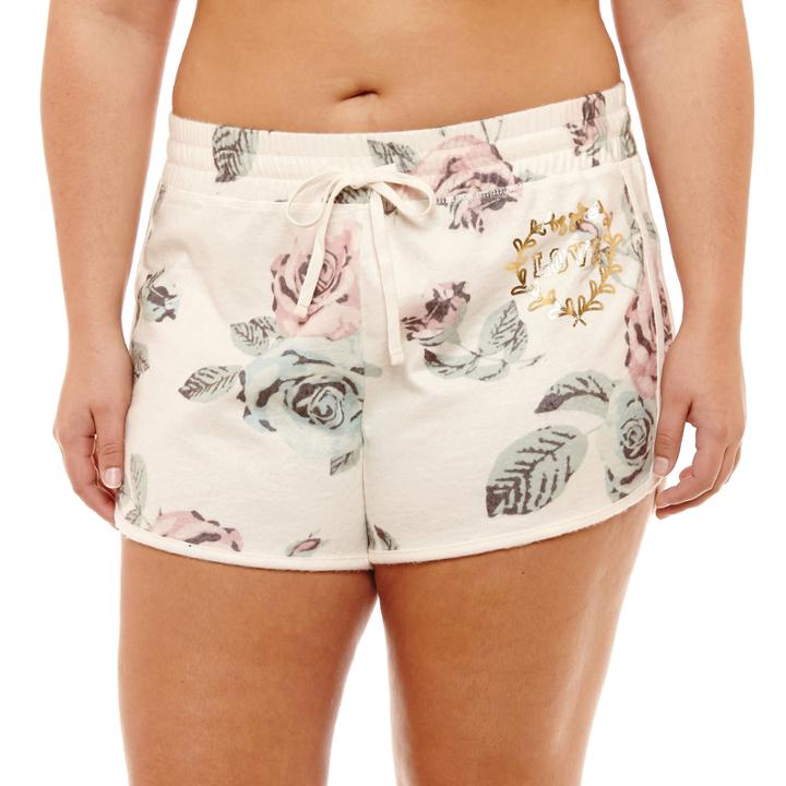 Fleece Floral Soft Shorts-juniors Plus