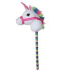 Ponyland Giddy-up Fantasy 28 Stick Horse Plush, White Unicorn W/sound