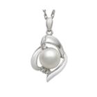Cultured Freshwater Pearl & Diamond Accent Sterling Silver Pendant Necklace