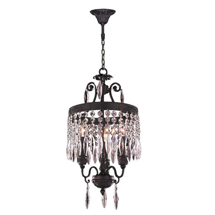 Enfield Collection 3 Light Mini Flemish Brass Andclear Crystal Chandelier