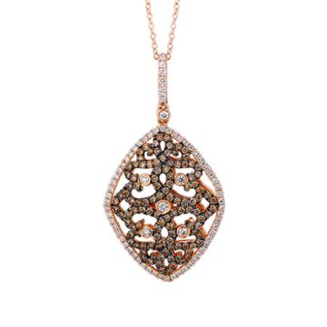 Grand Sample Sale By Le Vian Chocolatier Floral Lace Chocolate & Vanilla Diamonds Pendant In 14k Strawberry Gold
