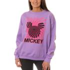 Mickey Mouse Juniors' Spiral Silhouette Ears Neon Crewneck Graphic Sweatshirt