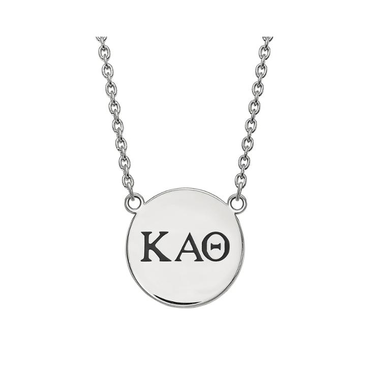 Personalized Sterling Silver Sorority Disc Pendant Necklace