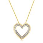 Womens 1/4 Ct. T.w. Genuine White Diamond 14k Gold Over Silver Heart Pendant Necklace