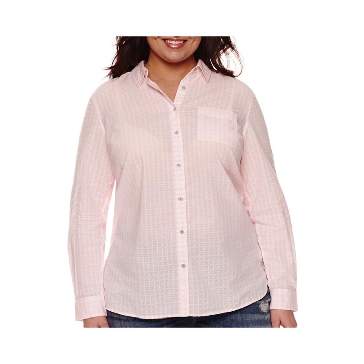 Stylus™ Oversized Long-sleeve Shirt With Back Pleat - Plus