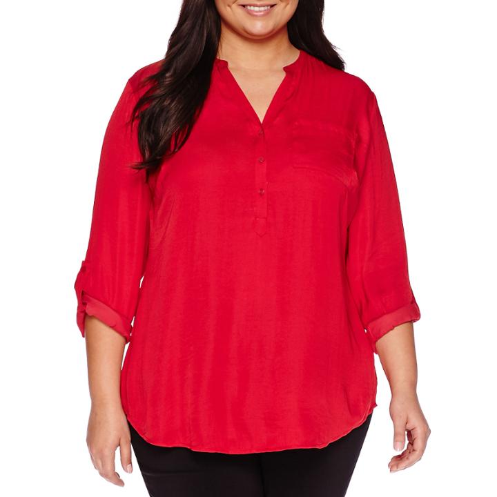 Worthington 3/4-sleeve Roll-tab Tunic Blouse - Plus