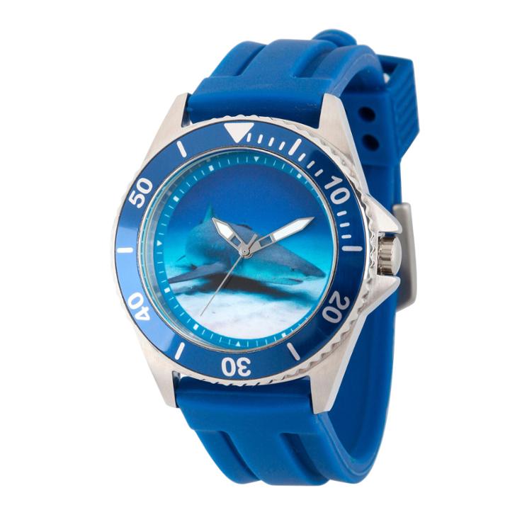Discovery Expedition Mens Blue Rubber Shark Watch