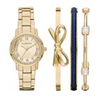 Liz Claiborne Womens Gold Tone 4-pc. Watch Boxed Set-lc9048
