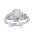 Enchanted Disney Fine Jewelry 1/10 Ct. T.w. Diamond & Lab-created Opal Sterling Silver Cocktail Ring