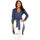 Poetic Justice Tencel Long Sleeve Hi Lo Wrap Top