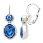 Monet Silver-tone Blue Stones Double-drop Earrings