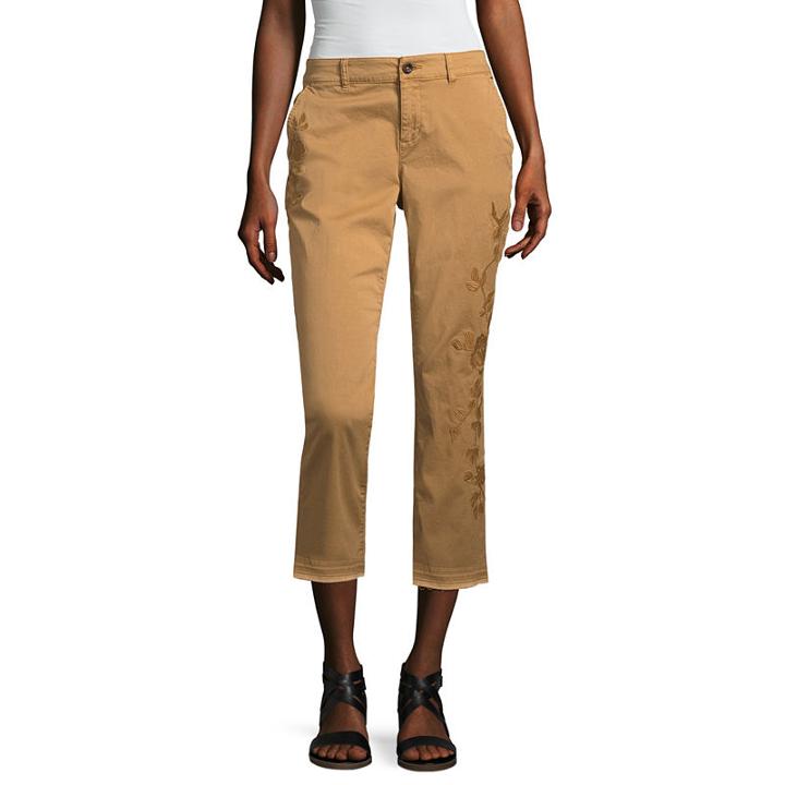 A.n.a Embroidered Chino Crop Capris