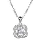 Sparkle Allure&trade; Cubic Zirconia Silver-plated Love Knot Pendant Necklace