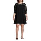 Secret Charm 3/4 Sleeve Shift Dress-plus