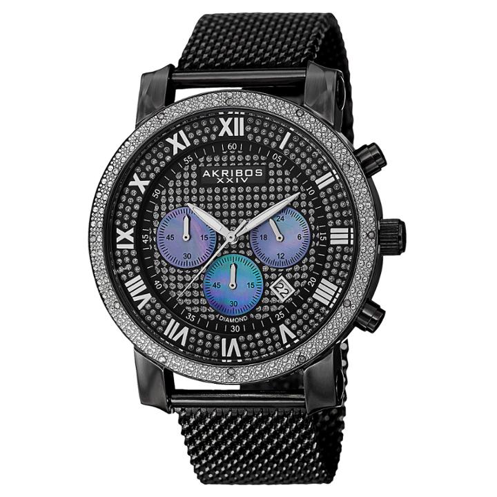 Akribos Xxiv Unisex Black Strap Watch-a-713bk