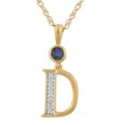 D Womens Lab Created Blue Sapphire 14k Gold Over Silver Pendant Necklace
