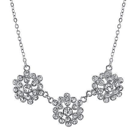 1928 Jewelry Crystal Flower Cluster Collar Necklace
