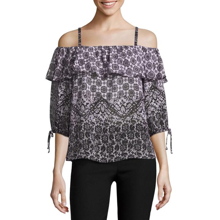 By & By Long Sleeve Chiffon Blouse-juniors