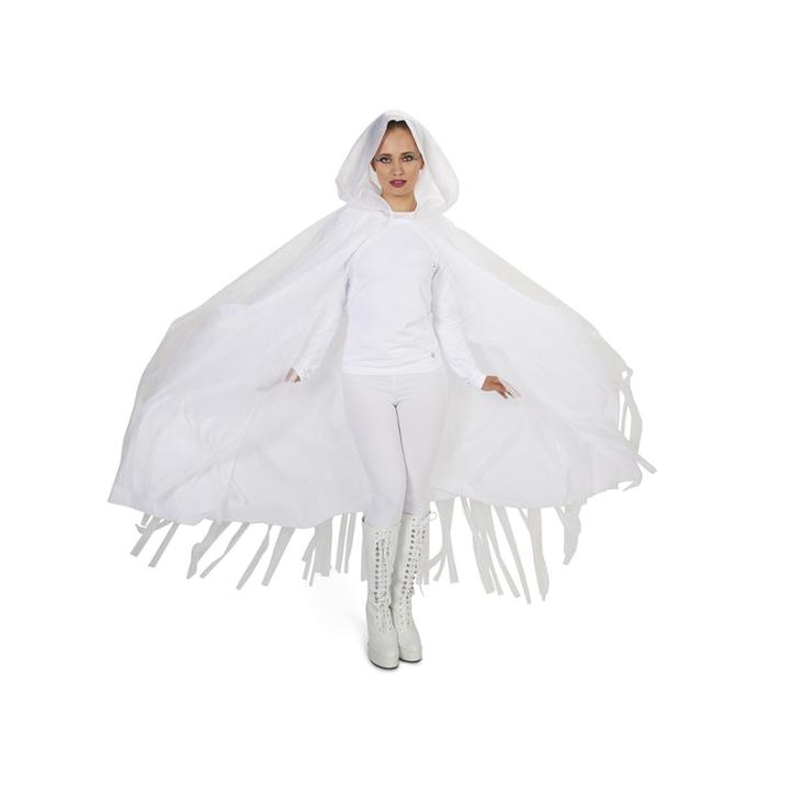 Hooded Lined White Mesh Adult Cape