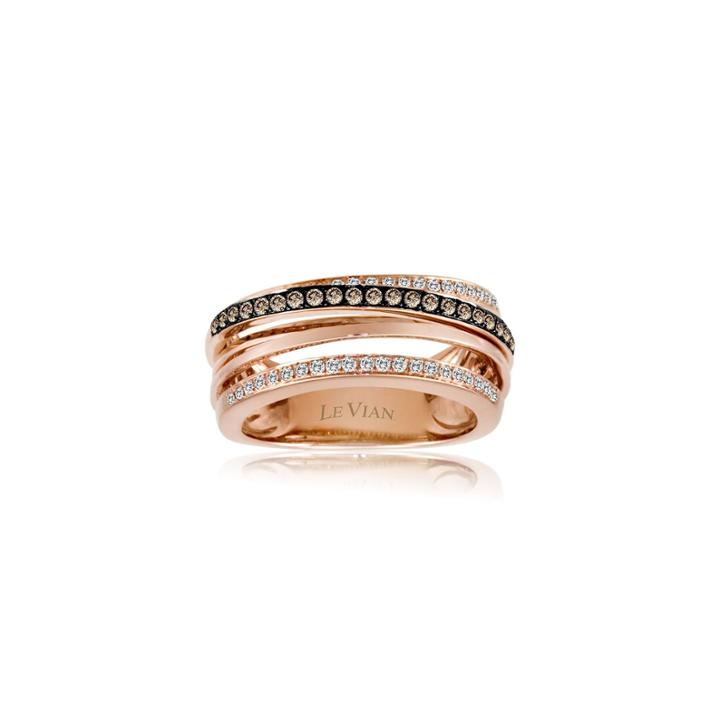 Grand Sample Sale By Le Vian 3/8 Ct. T.w. Chocolate Diamonds & Vanilla Diamonds In 14k Strawberry Gold Chocolatier Ring
