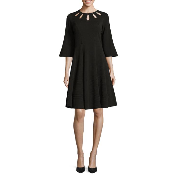 Danny & Nicole Elbow Bell Sleeve Fit & Flare Dress