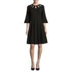 Danny & Nicole Elbow Bell Sleeve Fit & Flare Dress