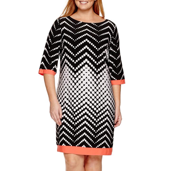 Studio 1 3/4-sleeve Dot Sheath Dress - Plus