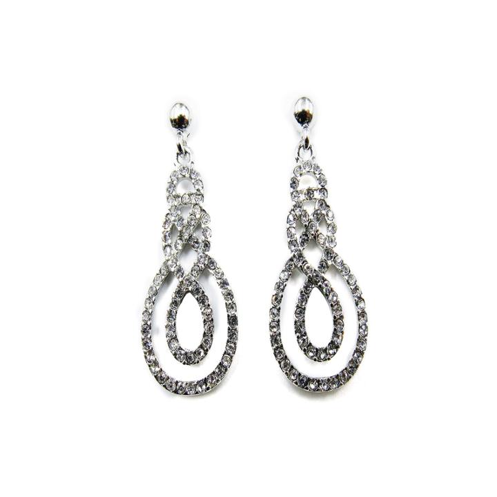 Vieste Silver-tone Crystal Swirl Drop Earrings