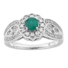 Womens 1/3 Ct. T.w. Genuine Emerald Green 10k White Gold Cocktail Ring