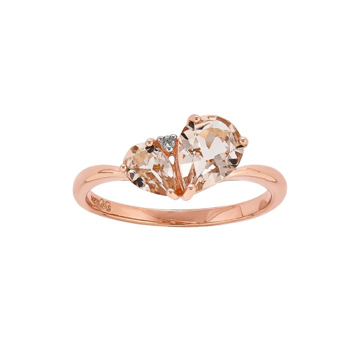 Genuine Morganite And Diamond Accent 14k Rose Gold Ring
