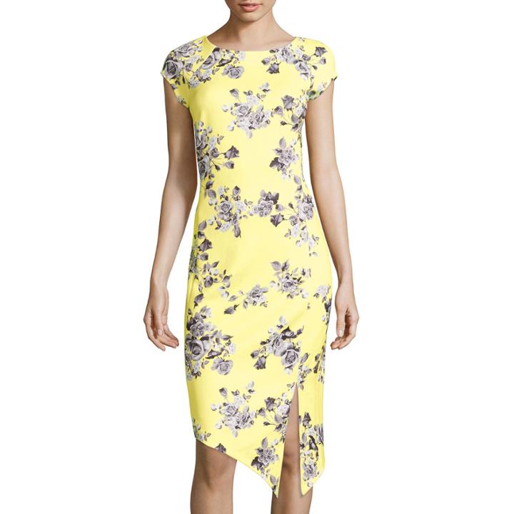 Weslee Rose Cap-sleeve Print Sheath Dress