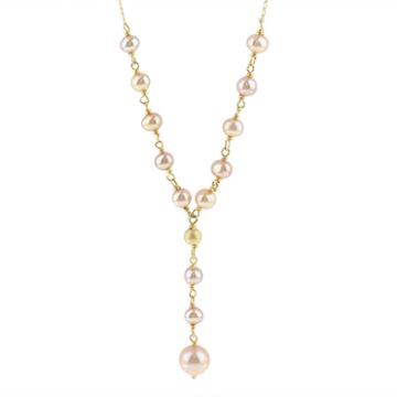 Not Applicable Womens Pink Pearl 14k Y Necklace