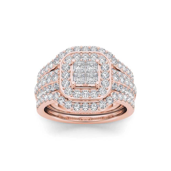 1 3/4 Ct. T.w. Diamond 10k Rose Gold Bridal Set