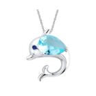Simulated Blue Topaz And Lab-created White Sapphire Dolphin Pendant