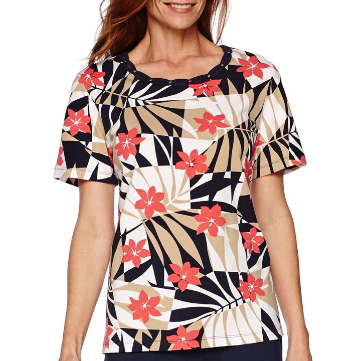 Alfred Dunner Short-sleeve Fern Print Tee