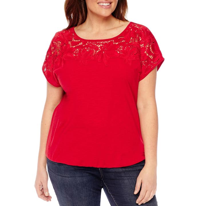 St. John's Bay Sleeveless Round Neck T-shirt-plus