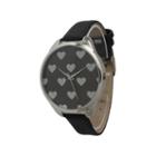 Olivia Pratt Womens Hearts Dial Black Leather Watch 13942black