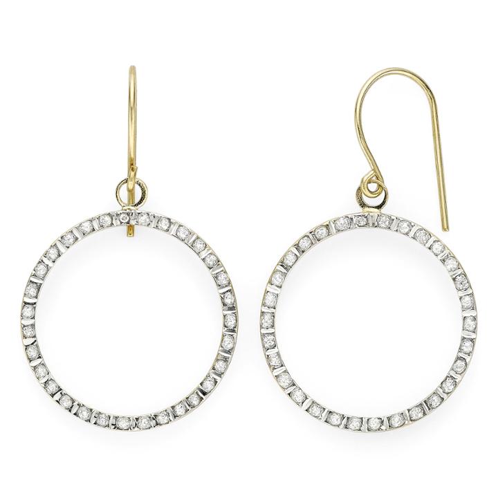Diamond Fascination&trade; 14k Yellow Gold Open Circle Earrings